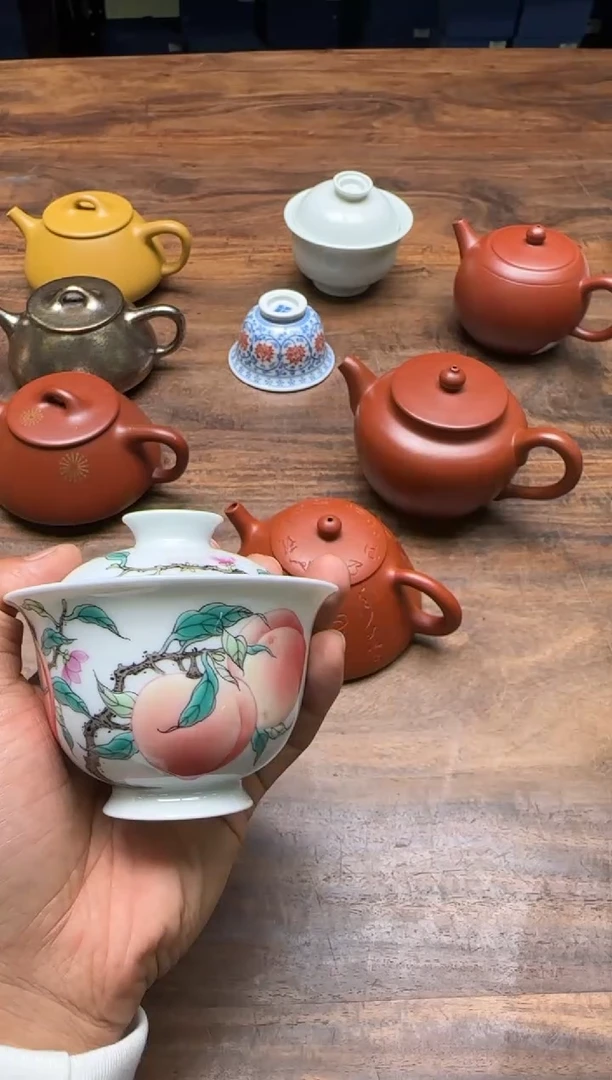 凯***祎一儒堂 翡翠桃二才盖碗