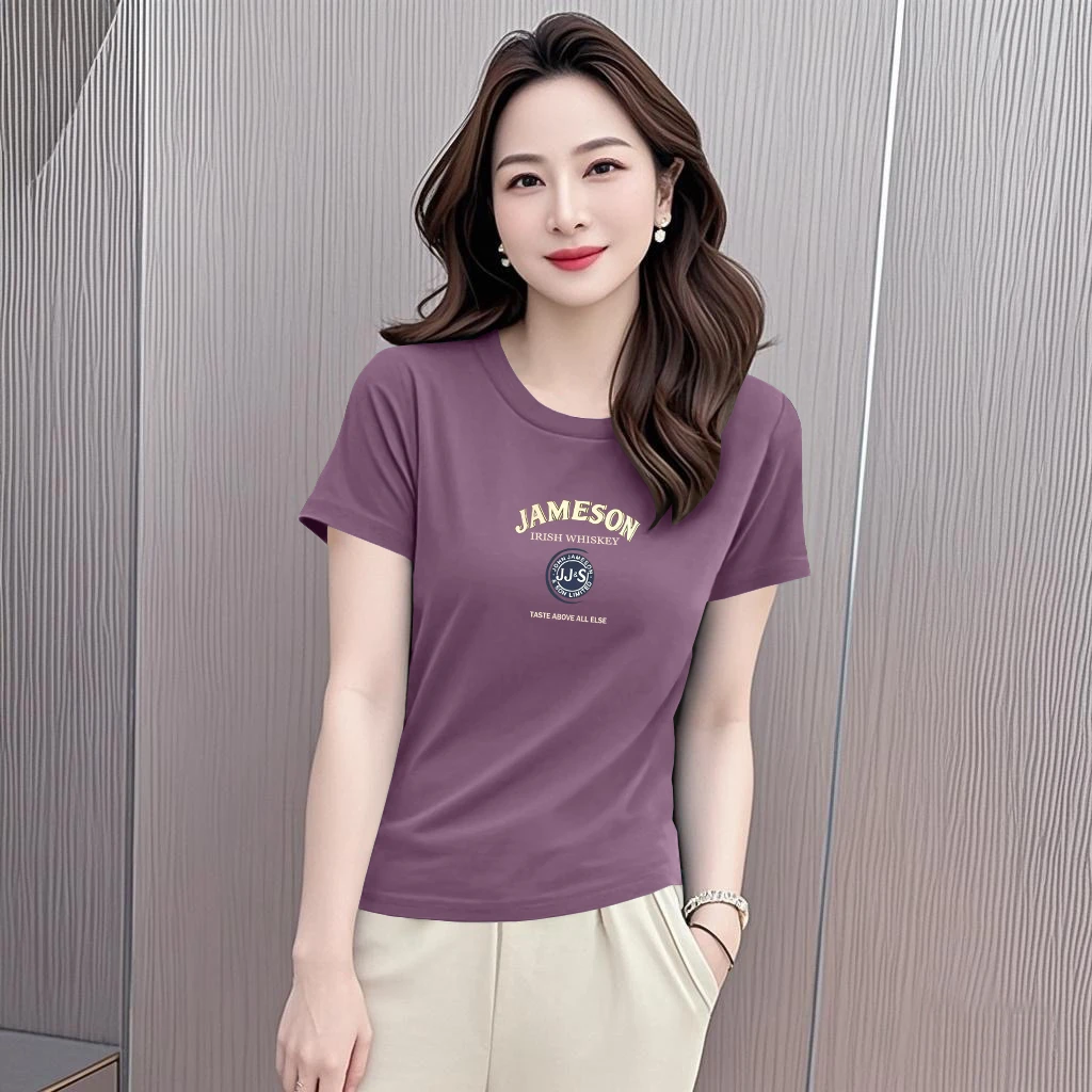 运动时尚潮流印花圆领2025新款夏季短袖t恤宽松大码洋气休闲上衣