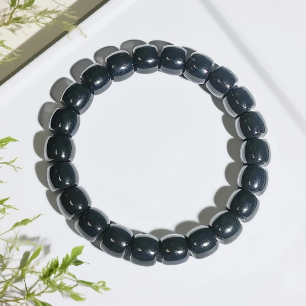 （新粉补贴）天然和田玉黑青直切简约百搭手串