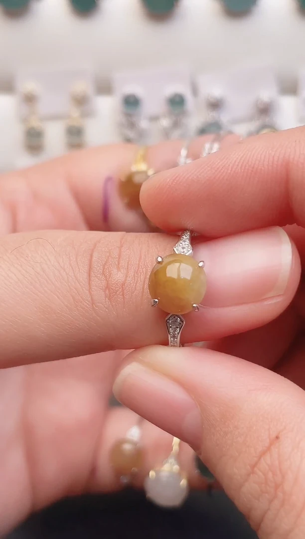 银S925镶嵌戒指翡翠1