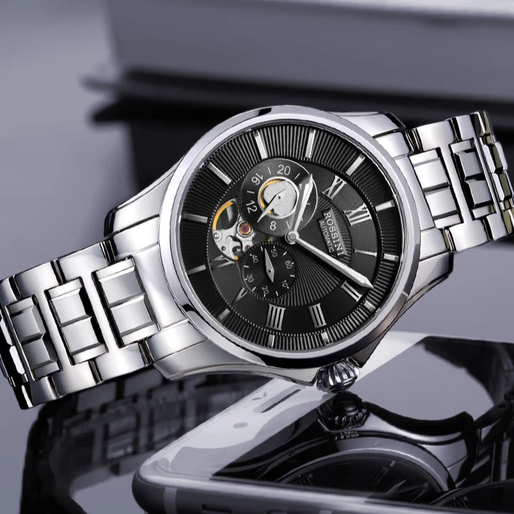 罗西尼启迪系列夜光全自动男士机械表百搭经典商务男士手表5523