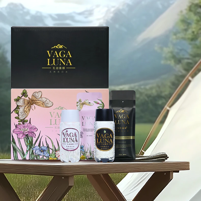 瓦迦露娜天然苏打水避光袋380ml*12瓶 一箱 茶叶弹一箱（8水+8茶）