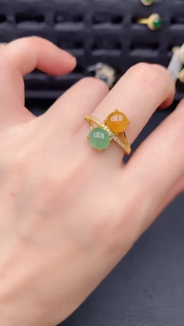 银S925镶嵌戒指翡翠天然a货翡翠138