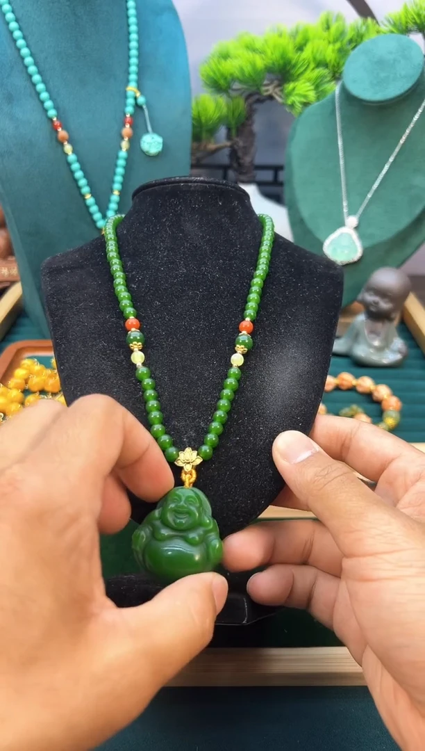 和田玉14K金镶嵌颈饰X863