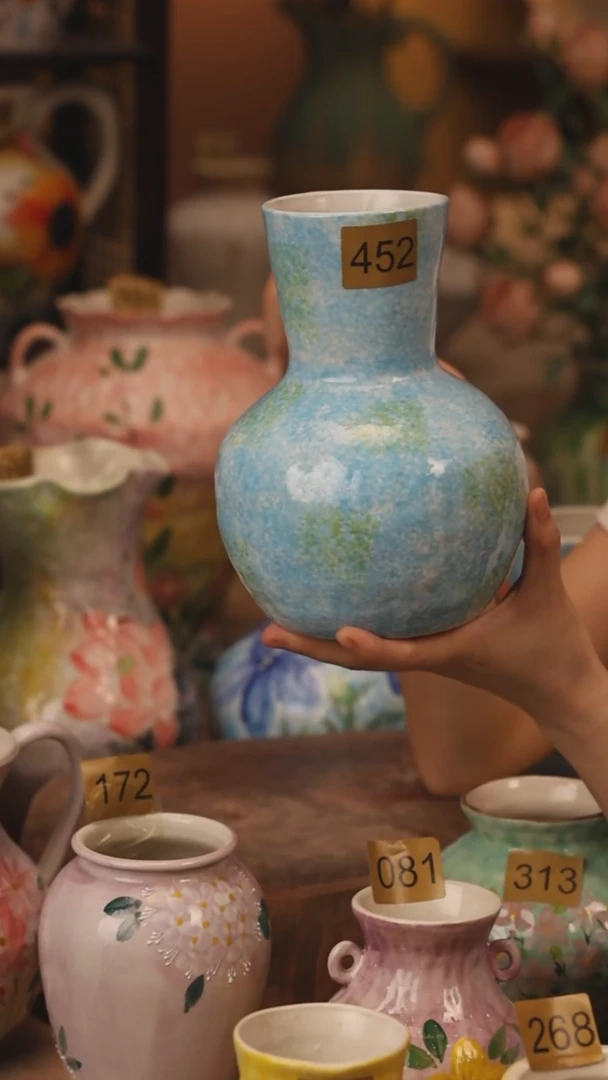 陶瓷452景德镇设计师手作花器摆件侘寂风