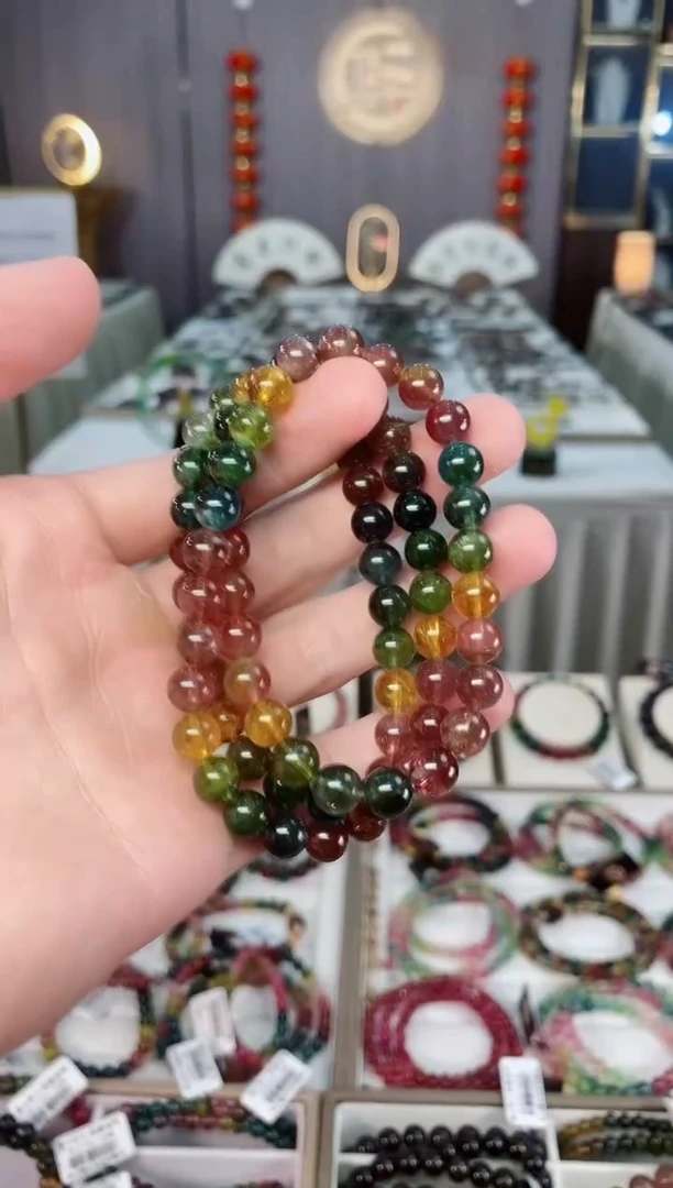未镶嵌收藏级老矿碧玺三圈手串7mm+碧玺xion多样性发一条