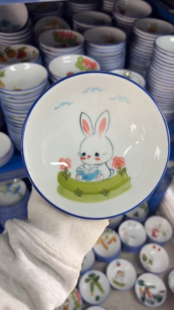 瓷片景德镇高温陶瓷食品级手绘釉中彩-小胖碗