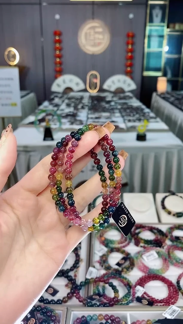 未镶嵌老矿碧玺三圈手串5mm+碧玺dan多样性发一条