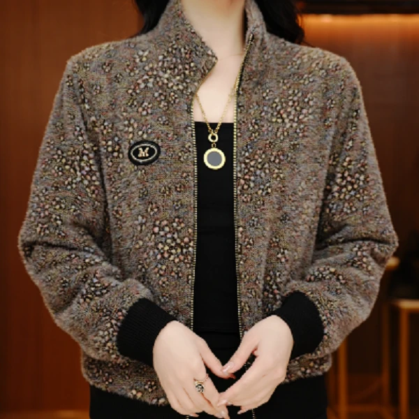 星空点点-新款加绒加厚印花气质上衣外套百搭显瘦时尚舒适显气质