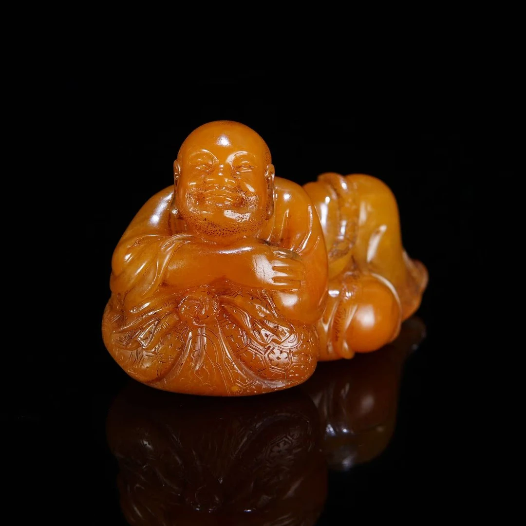 lot032-佚名寿山田黄石摆件 布袋和尚163g82.6*43.1*48.3mm