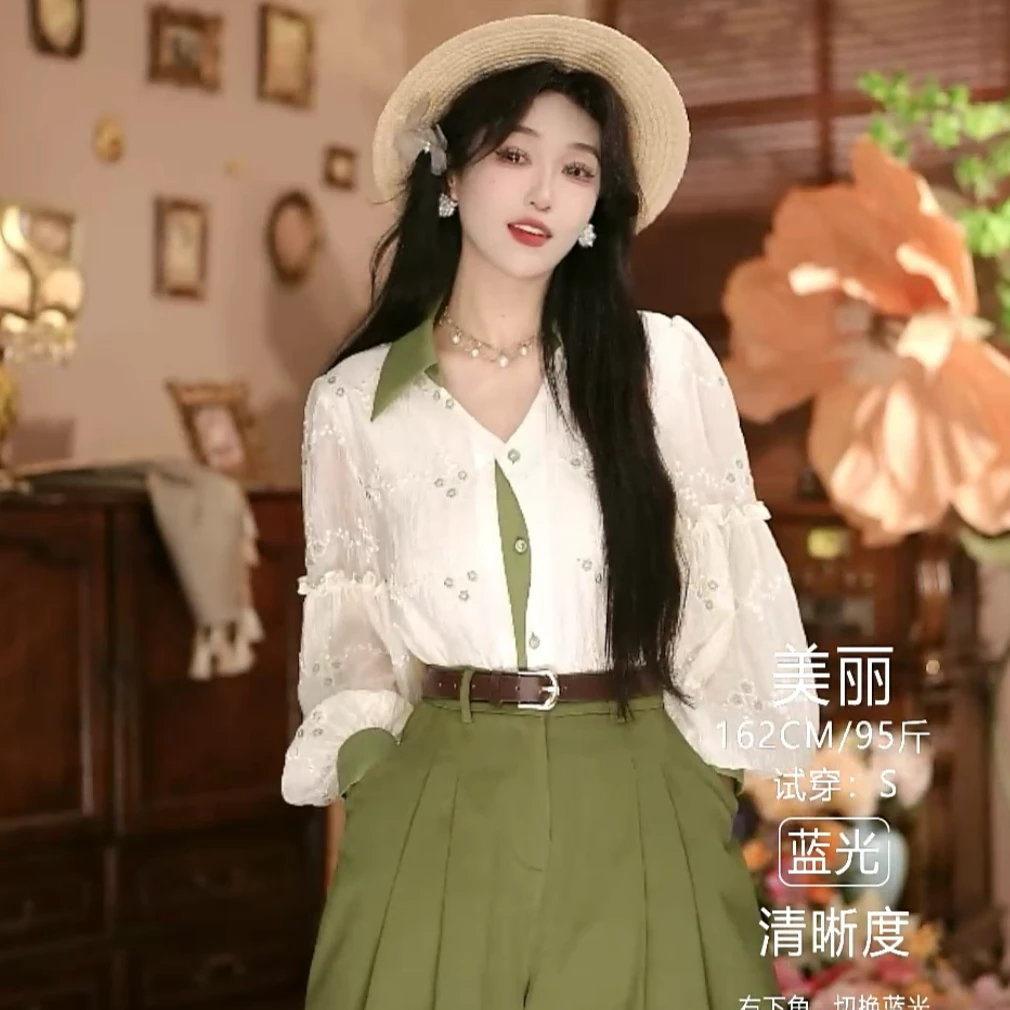美丽【林下风致 】港味复古显瘦气质设计感上衣31949
