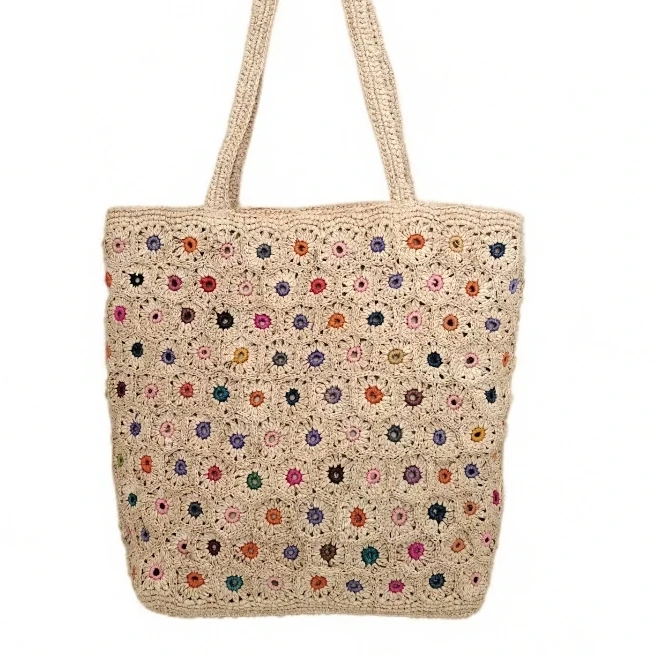 纯手工拉菲草时尚休闲单肩