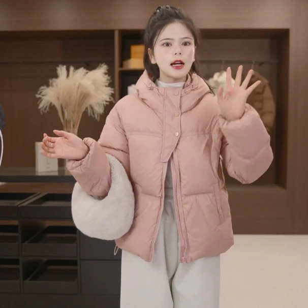 【小叶子专享】连帽韩版短款羽绒服网红加厚女装女厚款立领保暖秋冬
