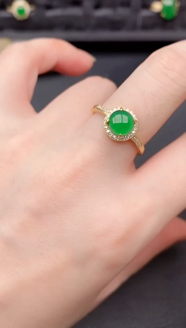 银S925镶嵌戒指翡翠天然a货翡翠261