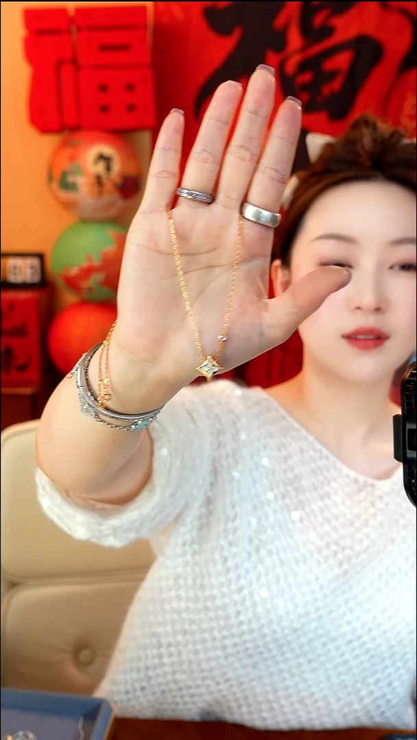 无坠链均925银LUV四叶草贝母镀金项链45CM可调节