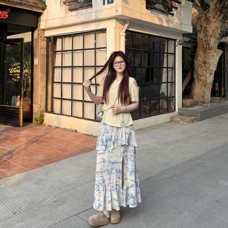 芋圆&南岛风大码女装小雏菊连衣裙夏季胖mm显瘦遮肉长裙ZYY1603