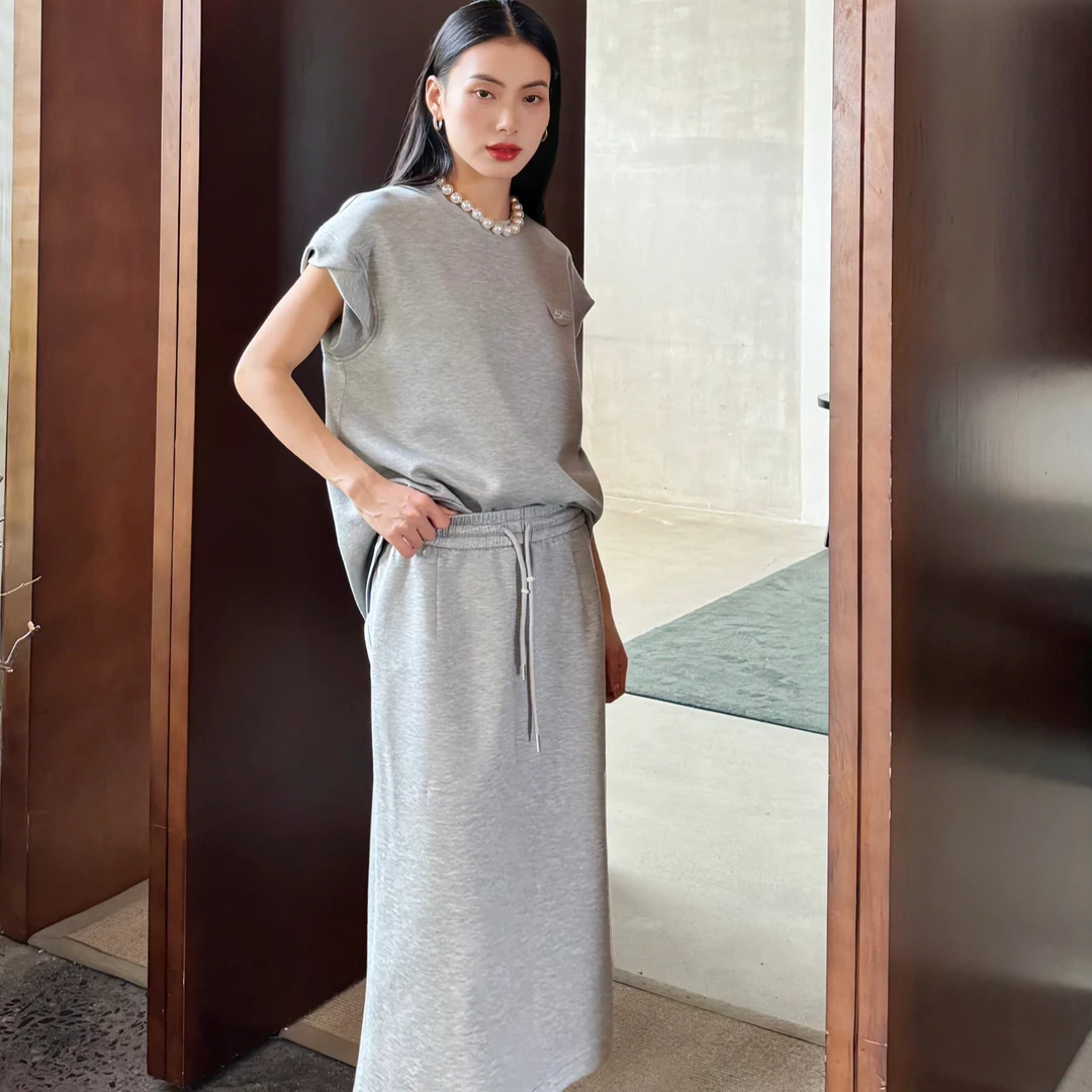 极简慵懒感抗皱天然纤维短裤套装TY44001