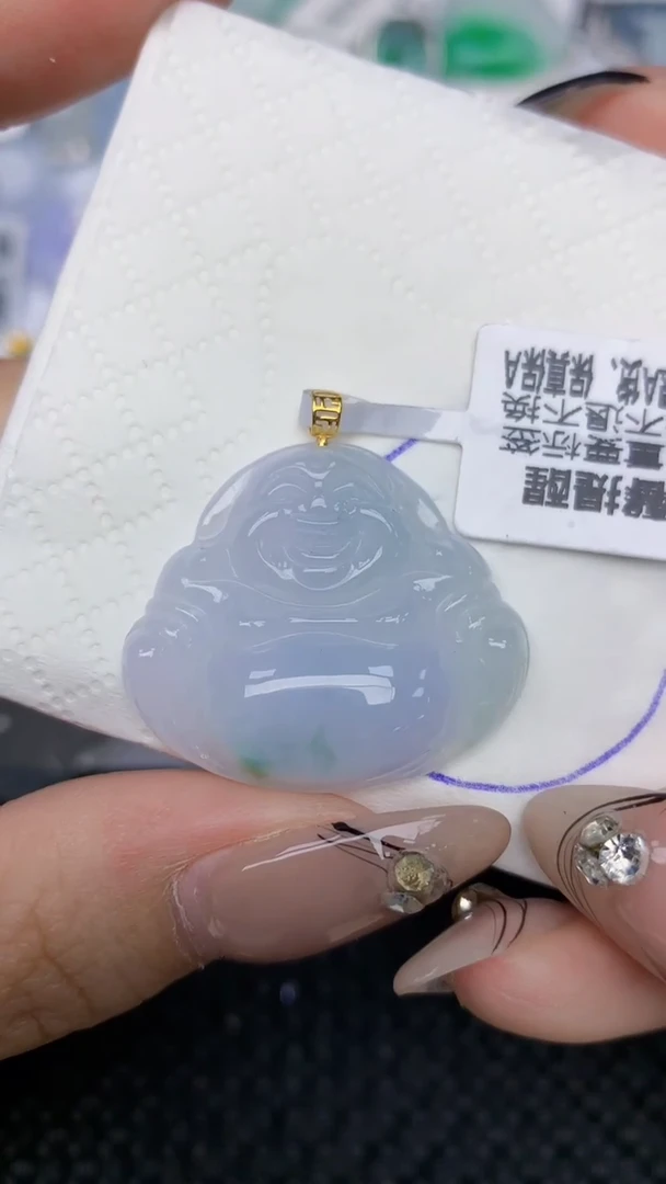 颈饰18K金镶嵌翡翠天然缅甸翡翠a货百元以上9元证书费自理