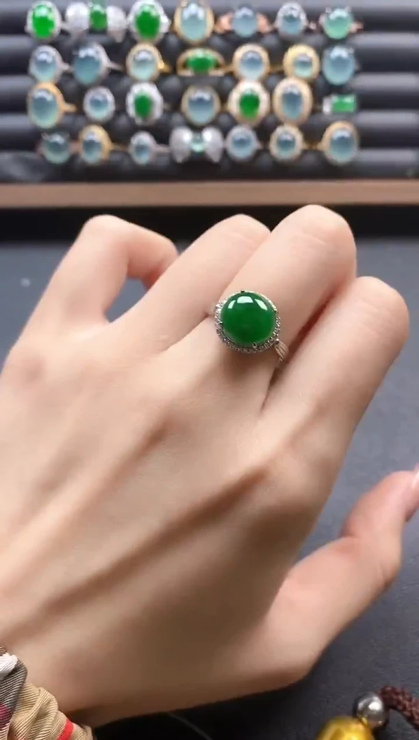 银S925镶嵌戒指翡翠5111