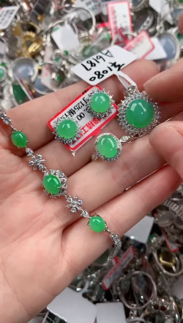 银S925镶嵌戒指翡翠9999-----8