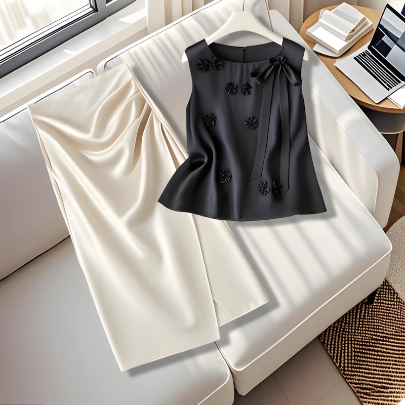 名媛风女装两件套夏季新款高档设计感背心上衣百搭半身裙套装女