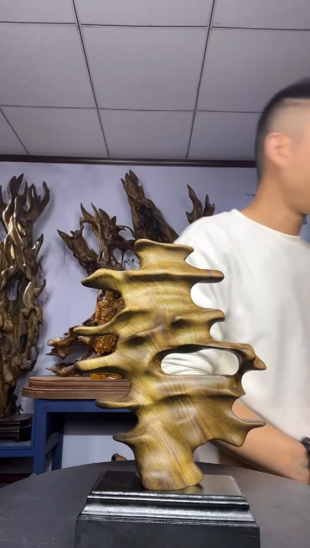 金丝楠木雕款路*金丝楠木工艺品摆件