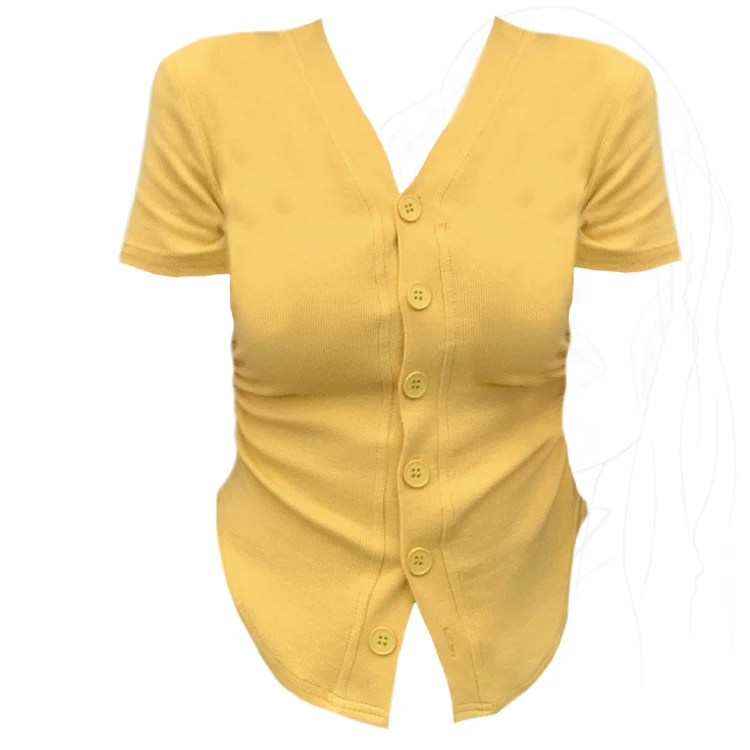 大码胖MM纯欲风多巴胺正肩短袖T恤女夏季新款褶皱收腰显瘦上衣潮