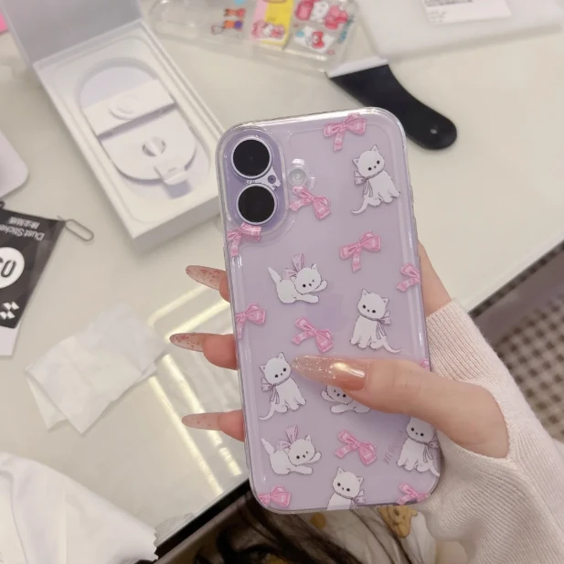 BANCA粉结猫咪适用iPhone17/16/14手机壳苹果15华为vivo小米oppo
