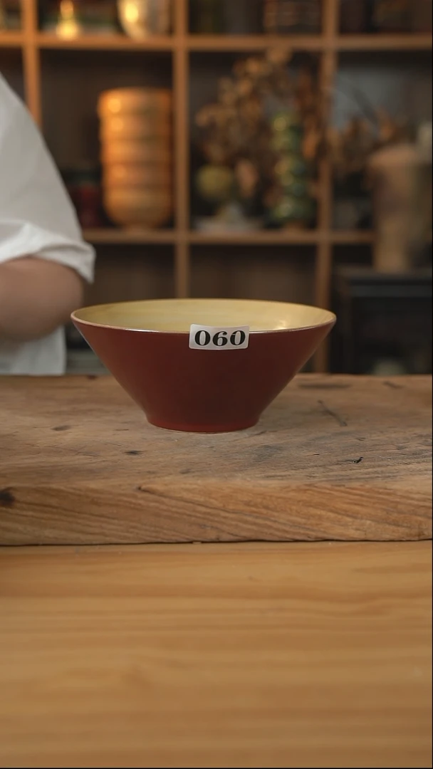 060复古红色的8英寸斗笠面碗