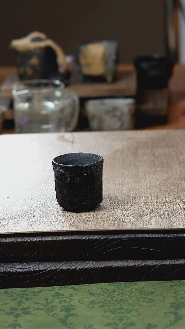 中式归玉堂冰碛岩重工雕刻肌理闻香杯