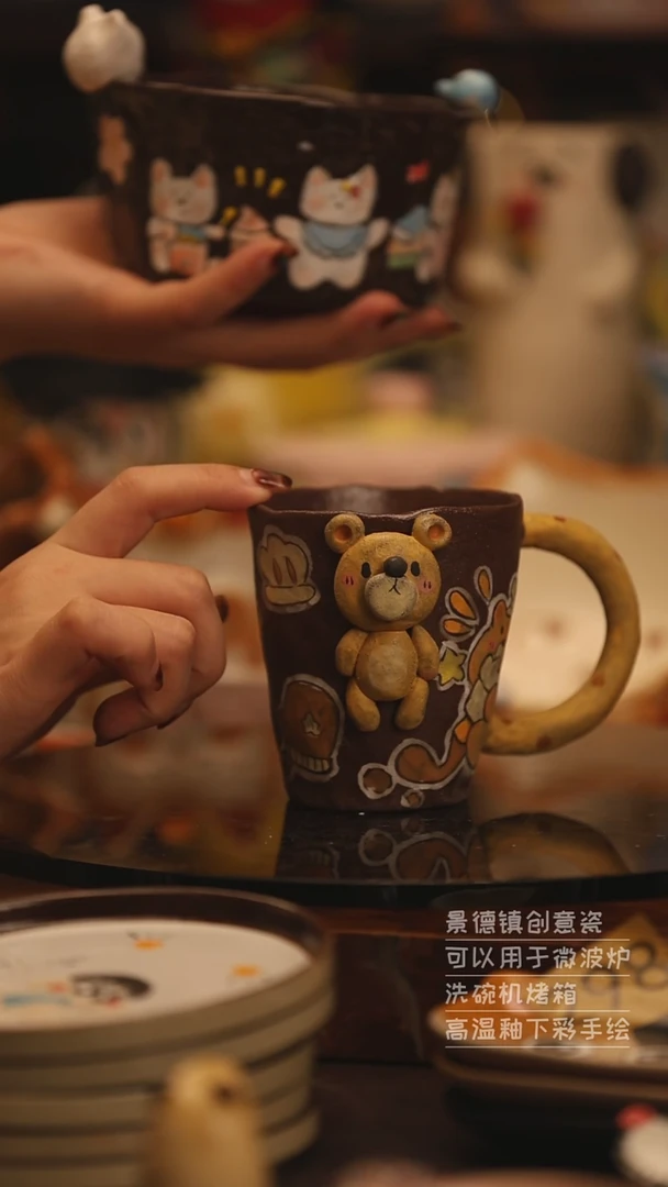 陶瓷景德镇可爱陶瓷釉下彩绘设计师款