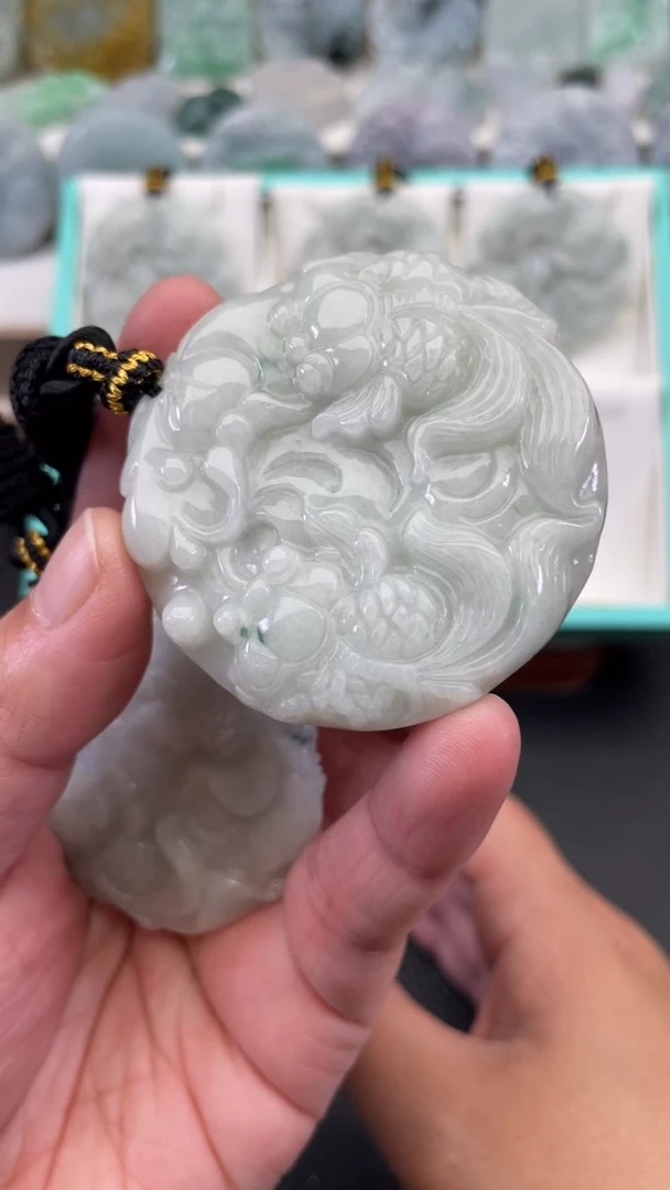 颈饰未镶嵌翡翠天然缅甸翡翠A货多样性发一鱼牌P4