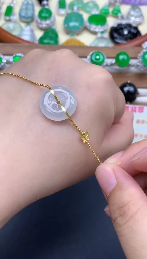 18K金镶嵌手链翡翠170-中国好珍宝