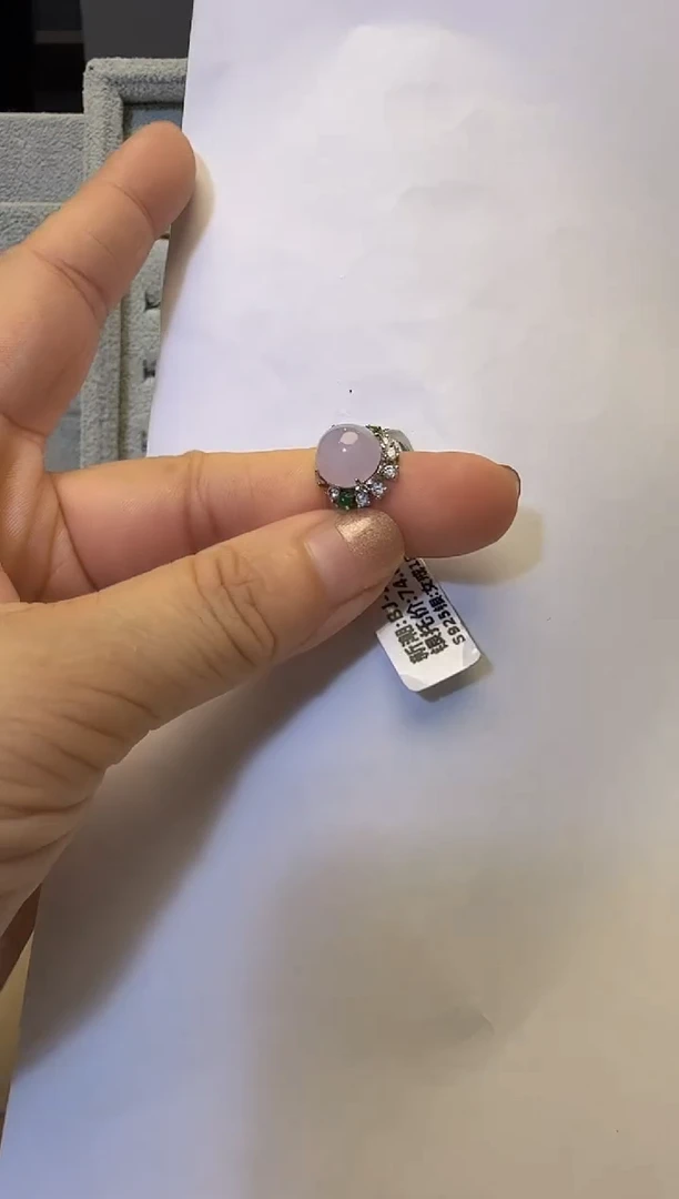 银S925镶嵌戒指翡翠925银镶缅甸A货翡翠戒指