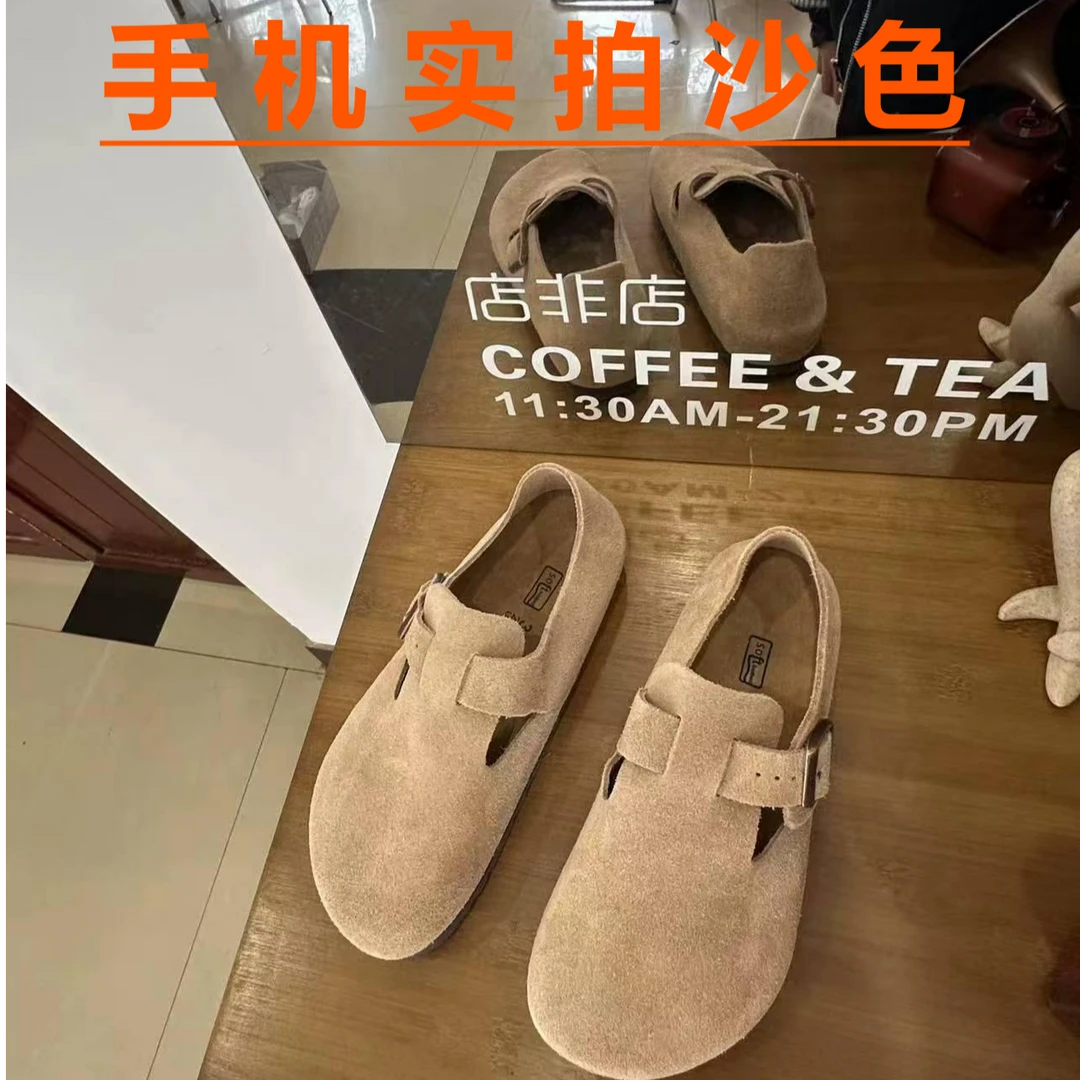 河南桑坡2025最新款全包勃肯鞋头层牛皮软木大底透气休闲时尚网红