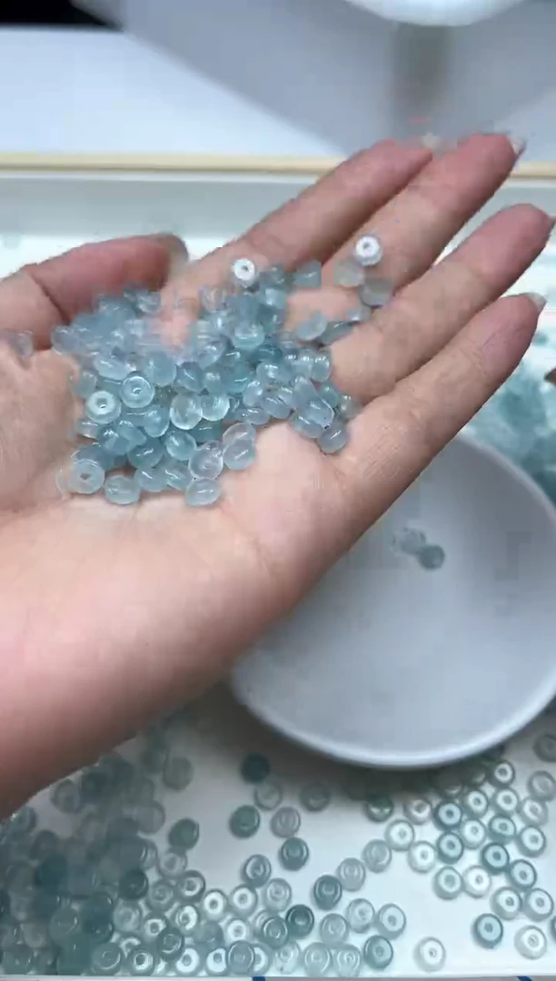 玛瑙/玉髓散珠未镶嵌C581 冰川蓝算盘珠3*6mm30颗6.8元