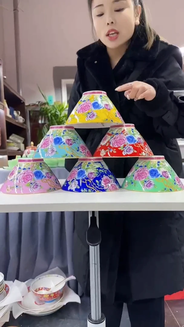 【闪购商品】瓷片 斗笠碗6英寸面碗混色6个