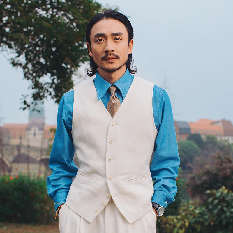 SOARIN英式宫廷风婚礼西装马甲男夏 V领商务绅士修身宴会马夹背心