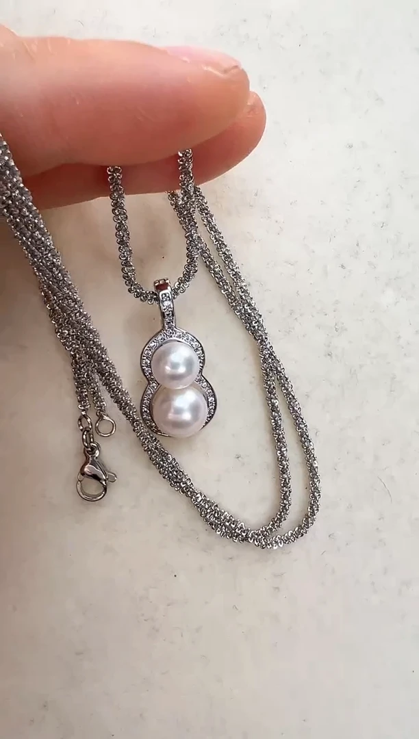 【闪购商品】淡水珍珠吊坠(赠链)合金双珠葫芦