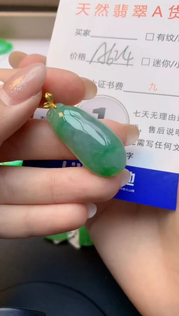 颈饰18K金镶嵌翡翠天然A货缅甸翡翠百元以上9元证书费自理
