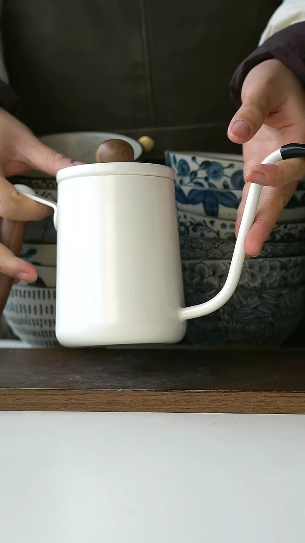 【闪购商品】陶瓷可明火带刻度手冲壶600ml@4-2@