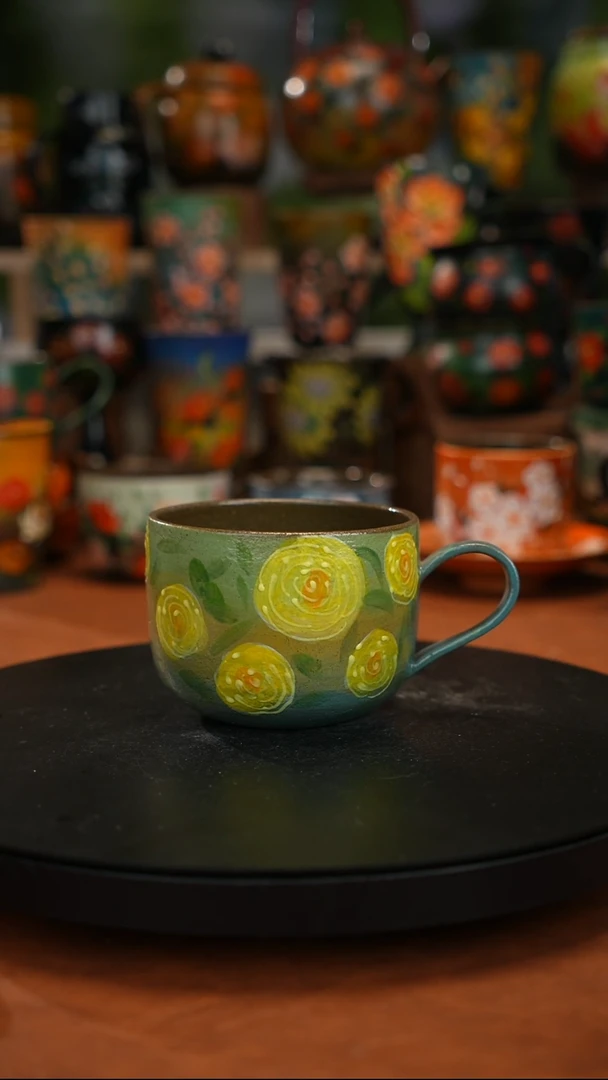 紫砂油画釉下彩手绘