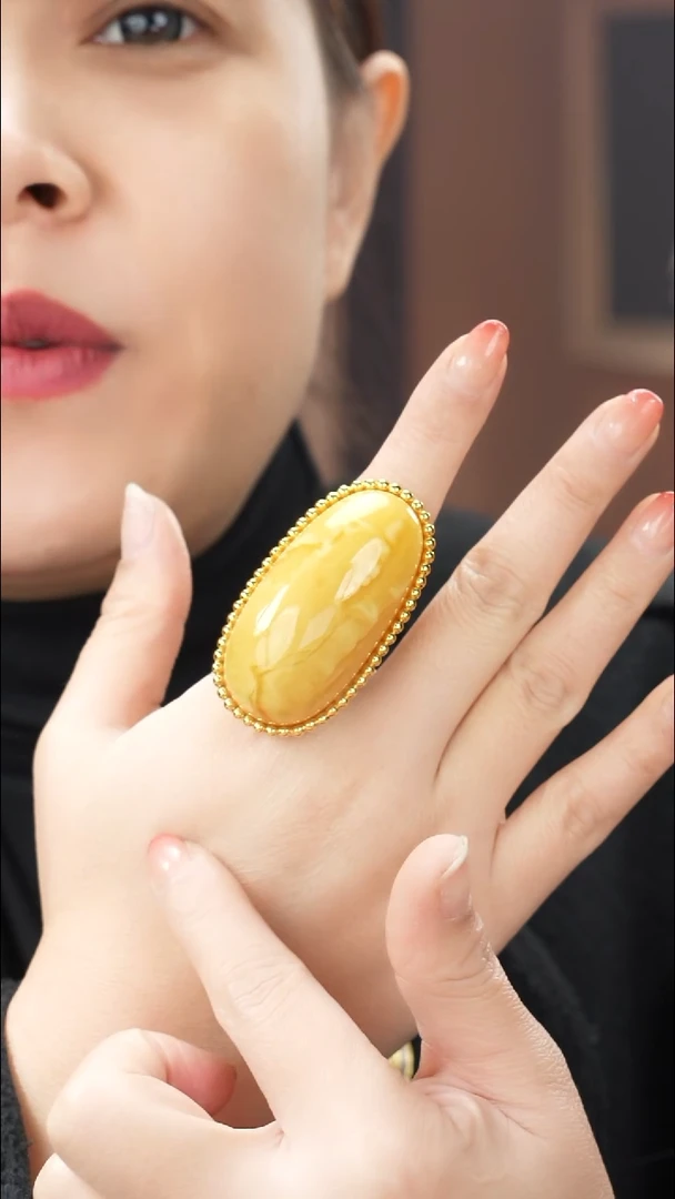 琥珀吊坠(不含链)未镶嵌特色蜜蜡戒指