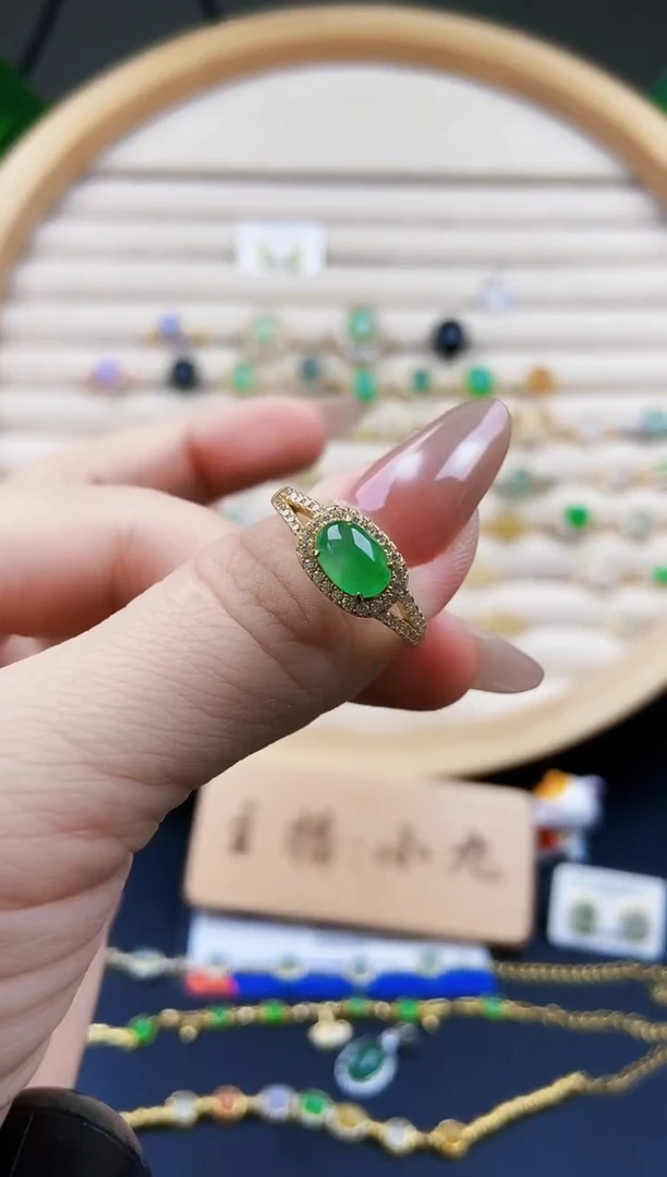 翡翠戒指银S925镶嵌12