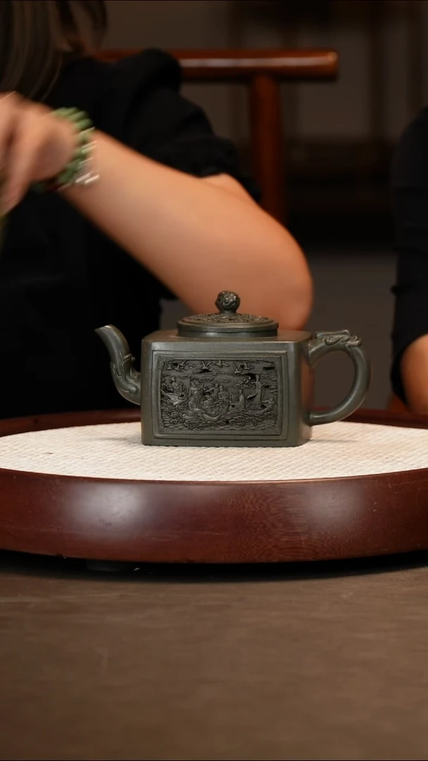 茶壶紫砂【诸葛永南】方载乾坤450c+青瓷对杯