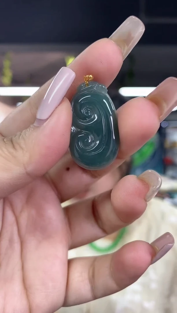 翡翠18K金镶嵌吊坠(不含链)多样性发其一颜色微差