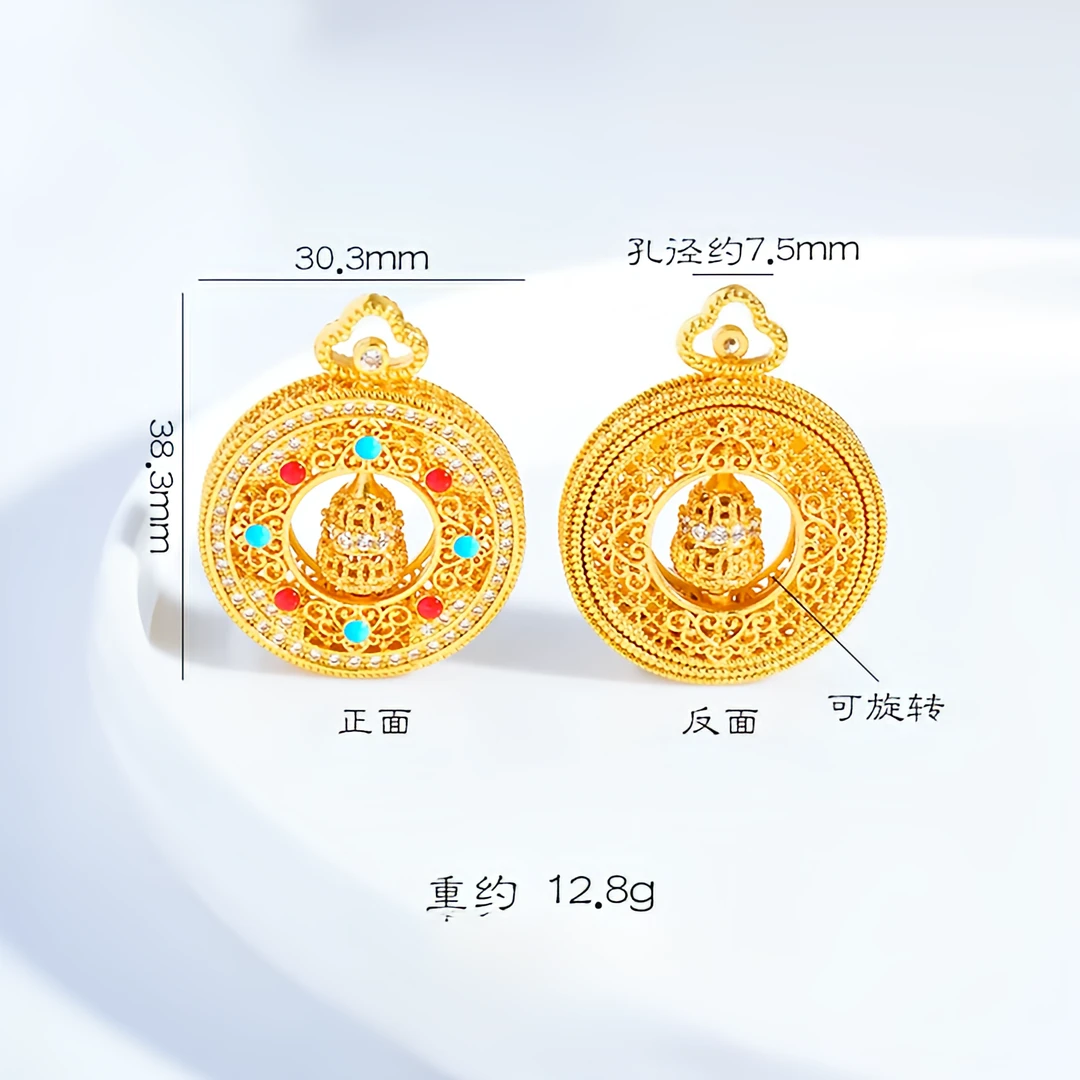 铜合金吊坠 【AIOSC饰品】镂空葫芦项链八宝罗盘吊坠