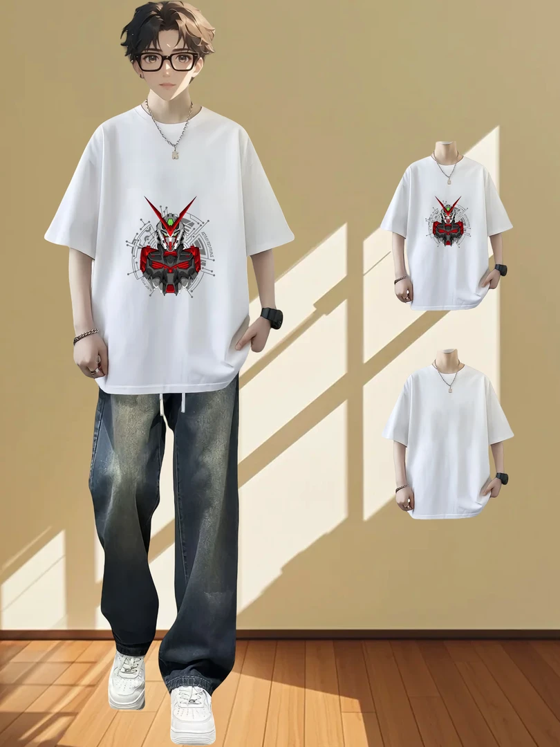 美式痞帅短袖T恤纯棉男士运动休闲百搭夏季ins宽松潮流印花圆领