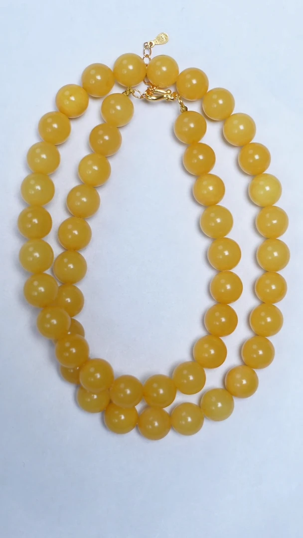 琥珀颈饰未镶嵌焦皮圆珠项链9mm