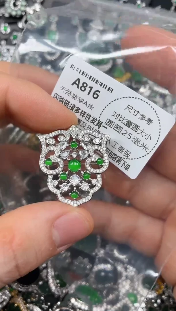 颈饰未镶嵌翡翠A816胸针